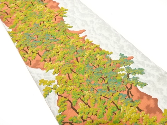 JAPANESE KIMONO / ANTIQUE FUKURO OBI / SILK / WOVEN TREE